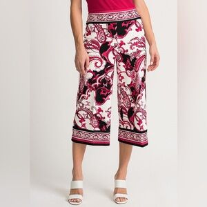 Joseph Ribkoff Red and Black Paisley Cropped Pants